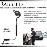 Rabbit Large Speaker Earhook Listen Only Earpiece - Long Cable 3.5mm Threaded - The Earphone Guy