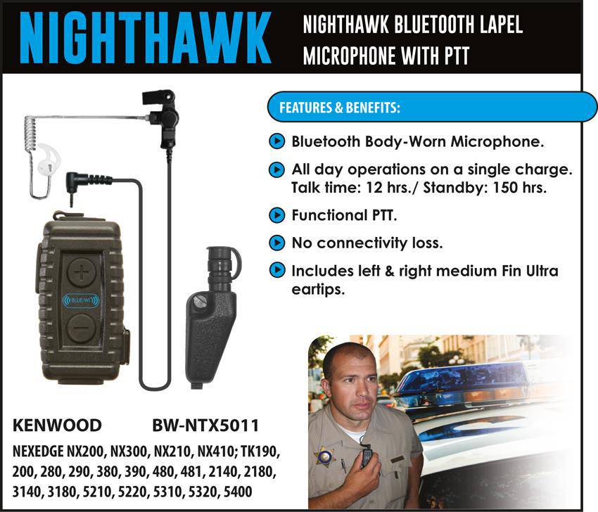 BlueWi BX-NTX5011 Nighthawk Bluetooth Lapel Microphone for Kenwood Multipin - The Earphone Guy