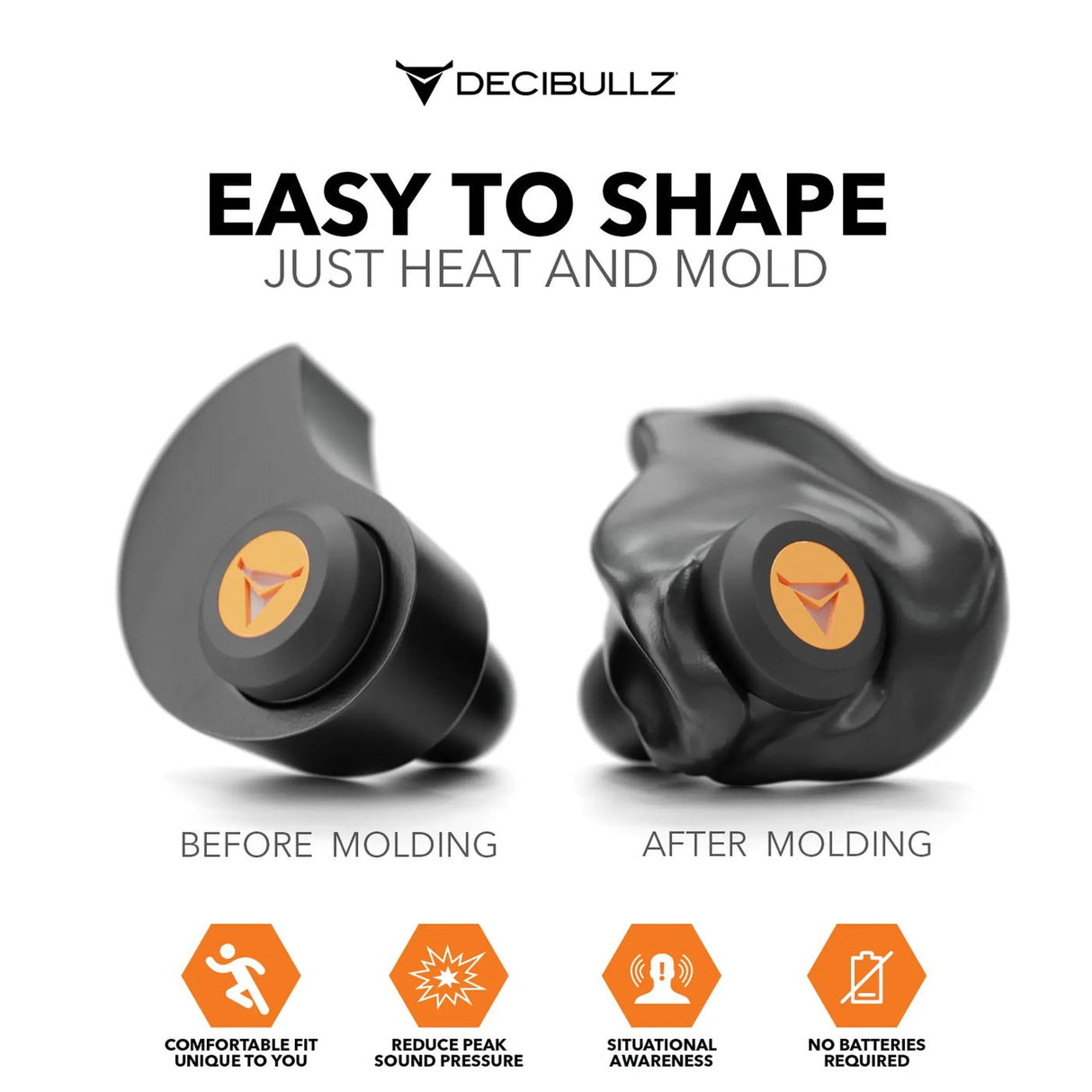 Decibullz Custom Moldable Ear Plugs for Shooting/Percussive Hearing Protection - The Earphone Guy