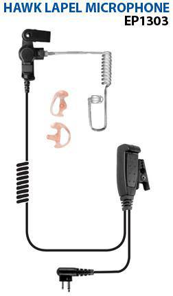 EP1310QR Hawk Lapel Microphone w/Quick Release fits Icom Multi-pin - The Earphone Guy