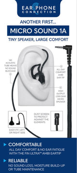Micro Sound 1A - Tubeless Listen Only Black 3.5mm Earphone Kit w/No Sound Loss - The Earphone Guy